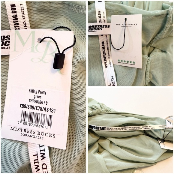 Mistress Rocks Size S Sitting Pretty Mint Mesh Cutout Ruched Mini Dress NWT - Picture 11 of 13
